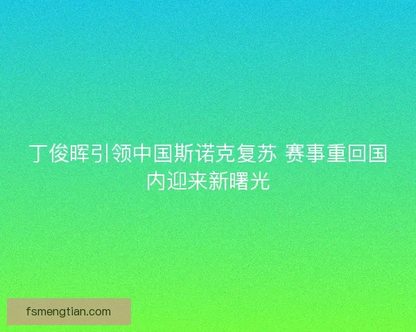 丁俊晖引领中国斯诺克复苏 赛事重回国内迎来新曙光